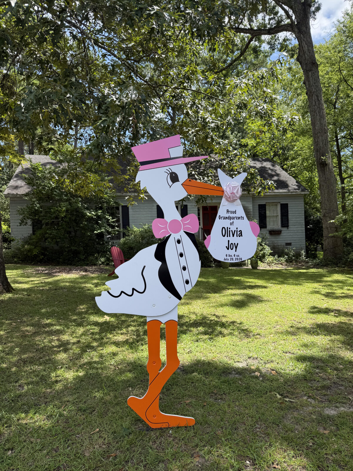 Personalized Grandparent Stork Yard Sign Rental (Pink/Blue)