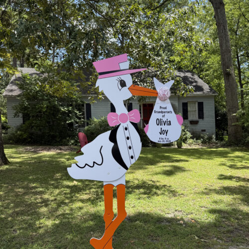 Personalized Grandparent Stork Yard Sign Rental (Pink/Blue)