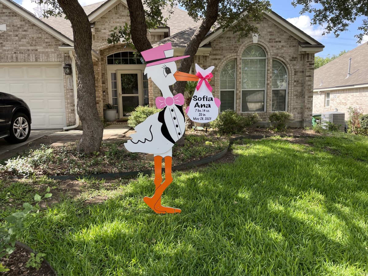 Pink Stork Sign, Birth Announcement Yard Stork Sign in Coumbia, SC Lexington, West Columbia and More